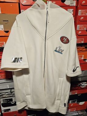 Nike San Francisco 49ers White Short-Sleeve Zip Hoodie Jacket